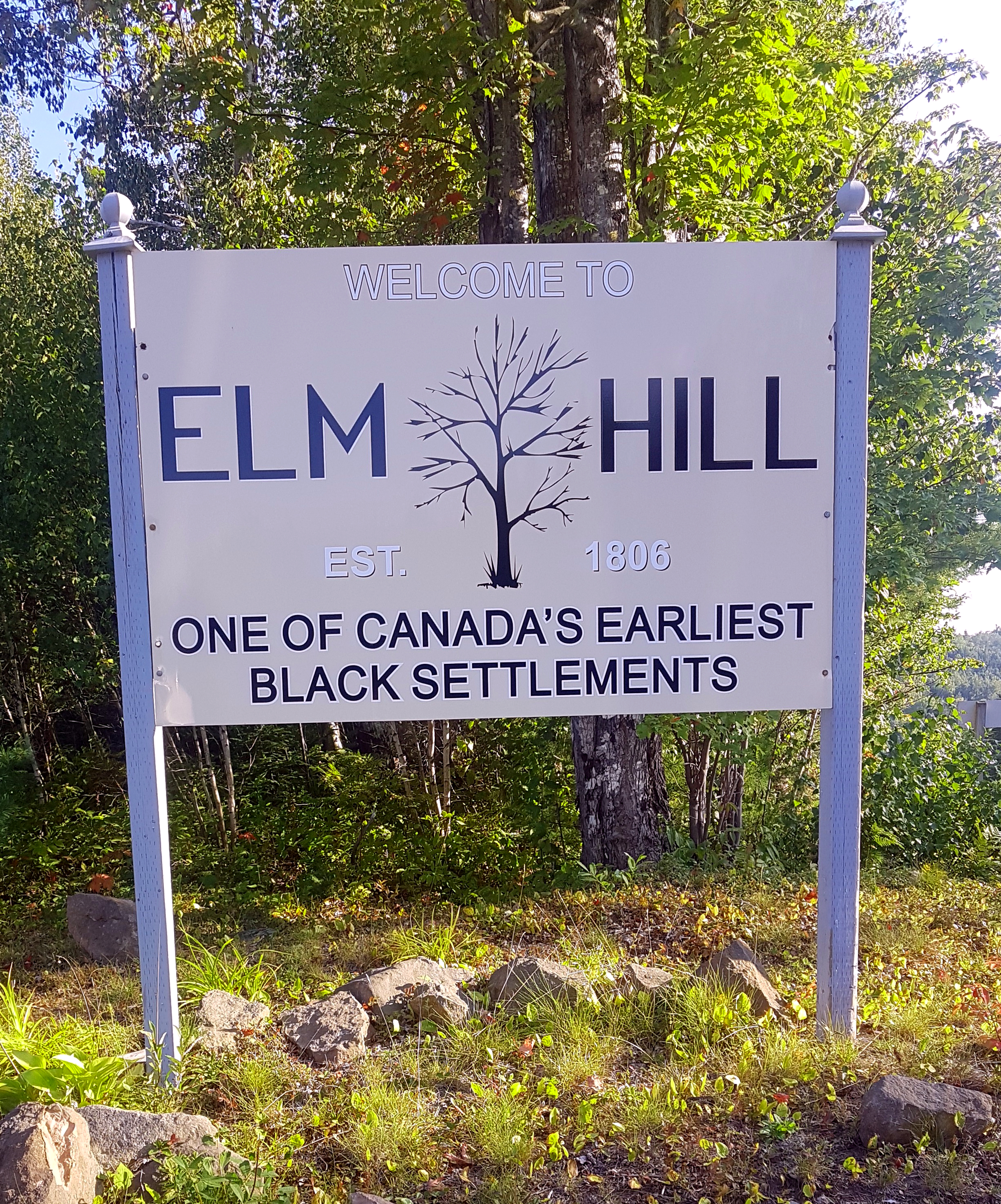 Elm Hill town sign. “One of Canada’s earliest Black settlements”.